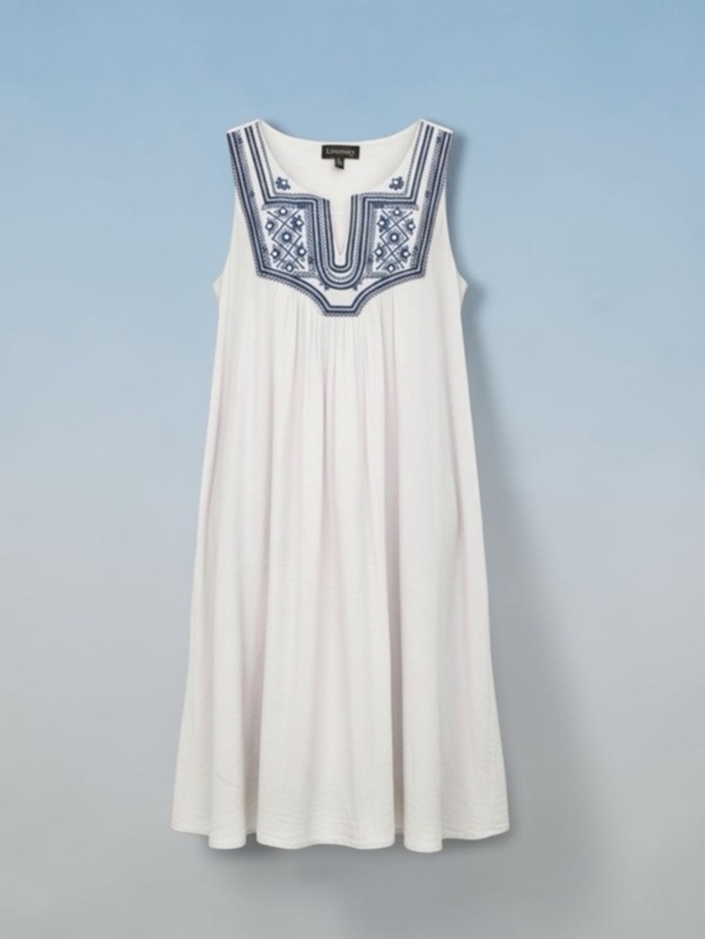 Luxology Embroidered Gauze Trapeze Bohemian Sleeveless Shift Dress Size 6 - Picture 1 of 9